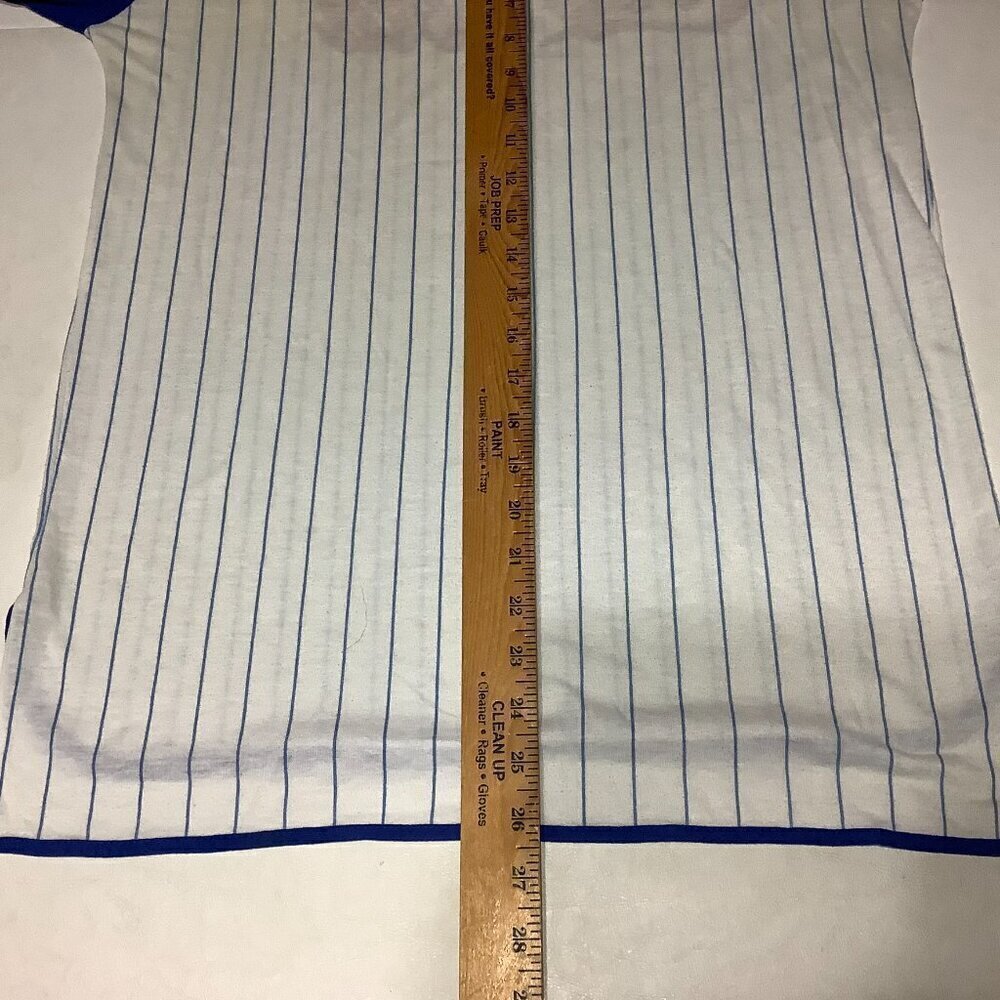Vintage Coca Cola Ringer Baseball Striped T Shirt Size L 12-14 Blue/White USA - Picture 7 of 7